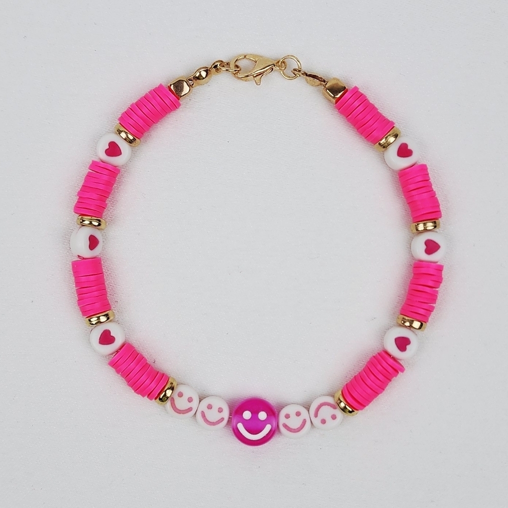 Handmade Smiley Face Heart Bracelet